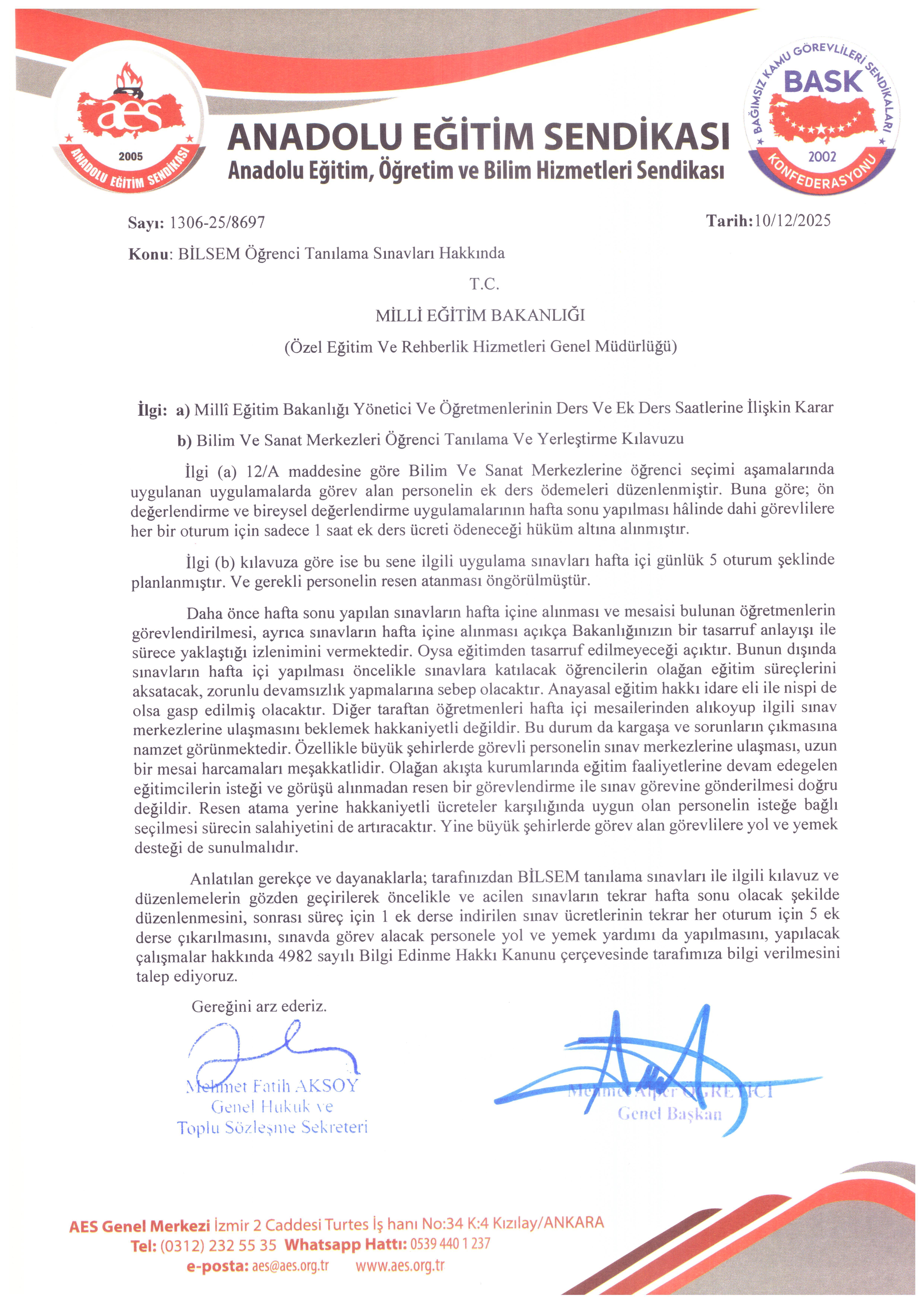 BİLSEM Öğrenci Tanılama Sınavları Hakkında