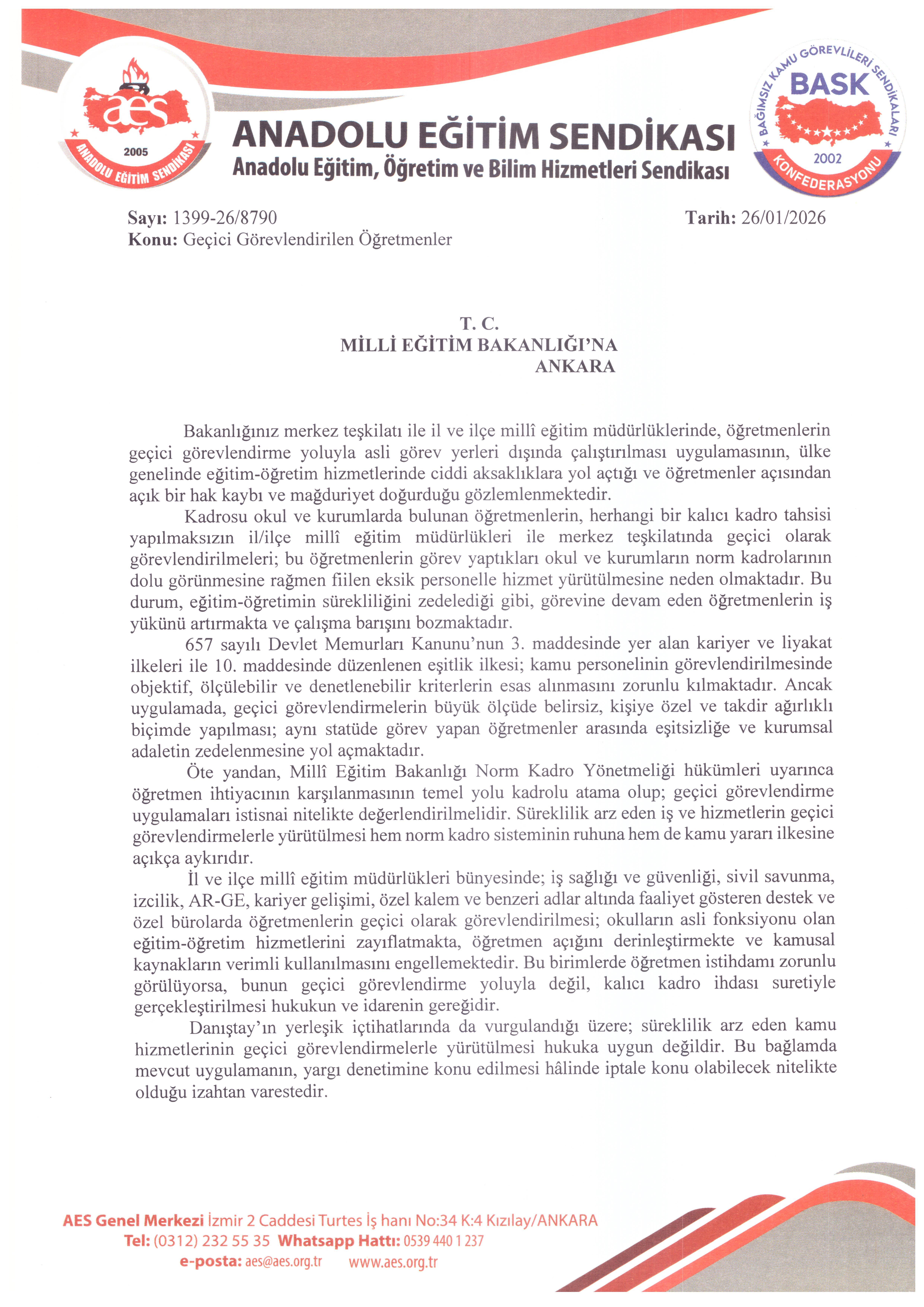 Geçici Görevlendirilen Öğretmenler Konusu Hakkında