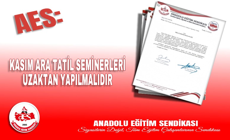 AES: KASIM ARA TATİL SEMİNERLERİ UZAKTAN YAPILMALIDIR