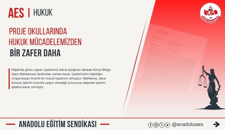 Proje Okullarında Hukuk Mücadelemizden Bir Zafer Daha