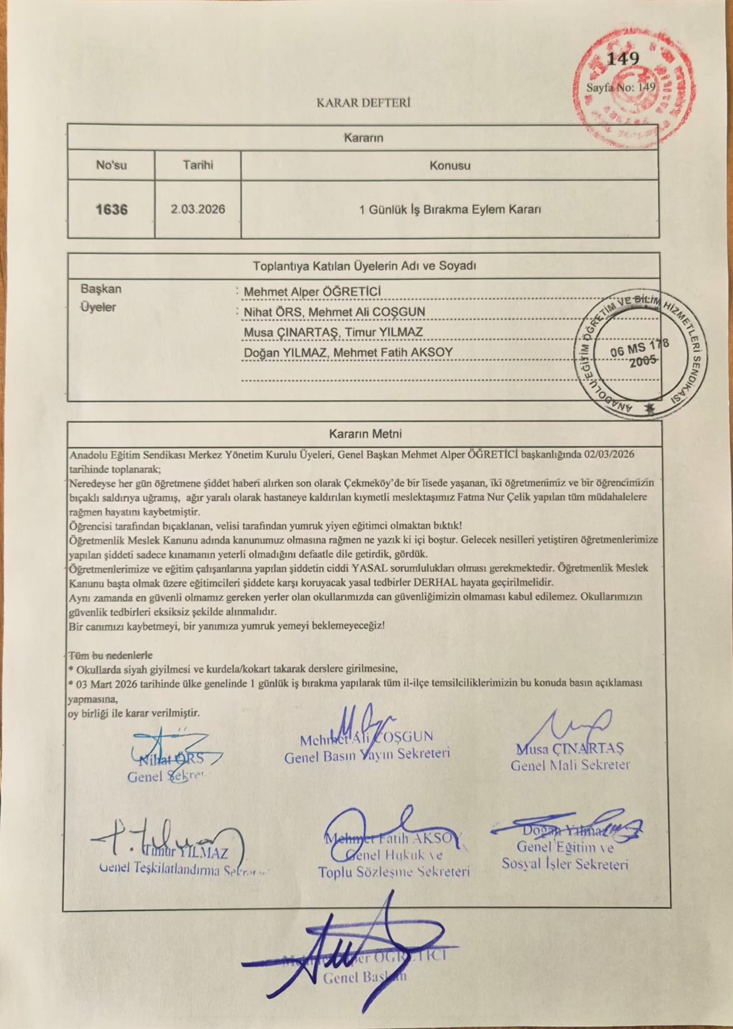 3 Mart 2026 İş Bırakma Eylem Kararı