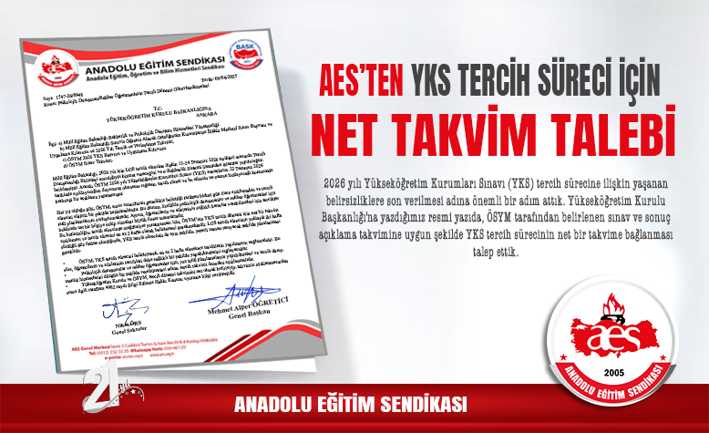 AES’TEN YKS TERCİH SÜRECİ İÇİN NET TAKVİM TALEBİ
