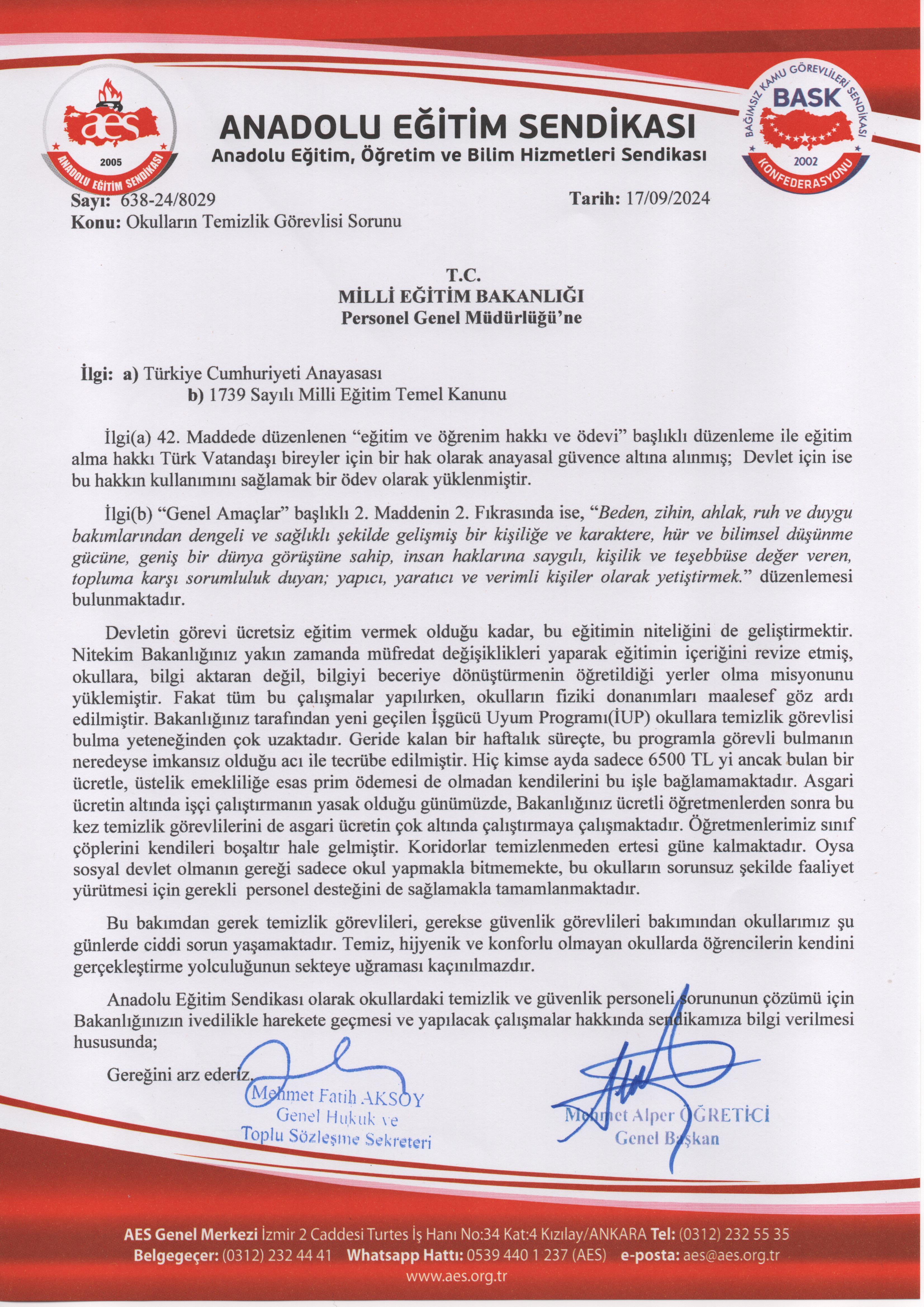 Okulların Temizlik Görevlisi Sorunu