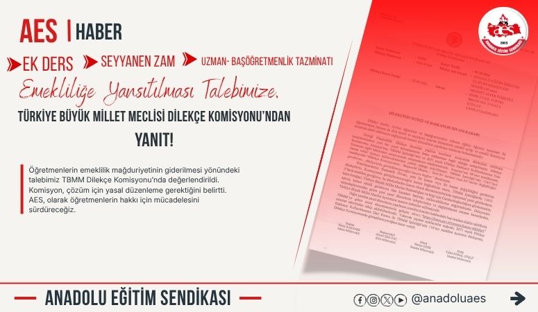 Ek Derslerin,uzman-Başöğretmenlik Tazminatının,seyyanen Zammın Emekliliğe Yansıltılması Talebimize TBMM’den Yanıt