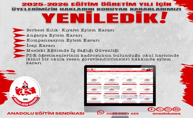 2025-2026 EĞİTİM ÖĞRETİM YILI İÇİN ANGARYA KARARLARIMIZI YENİLEDİK