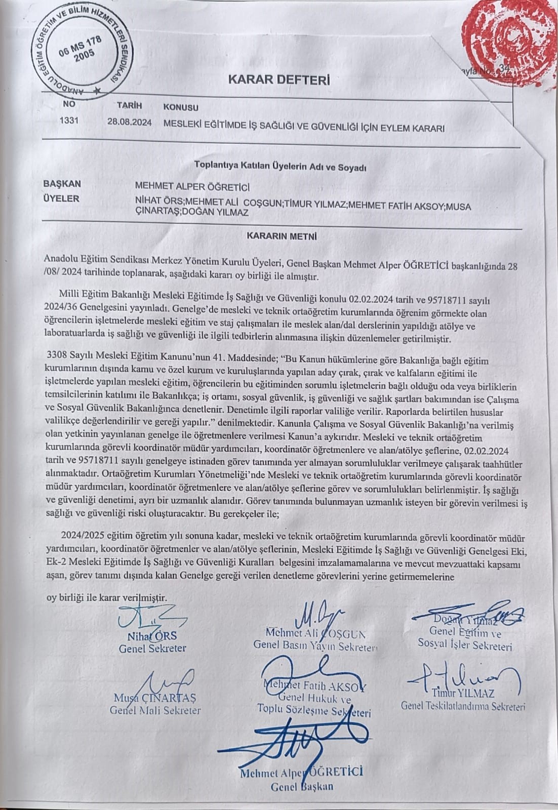 2024_2025 Eğitim Öğretim Yılı Mesleki Eğitimde İş Sağlığı Güvenliği