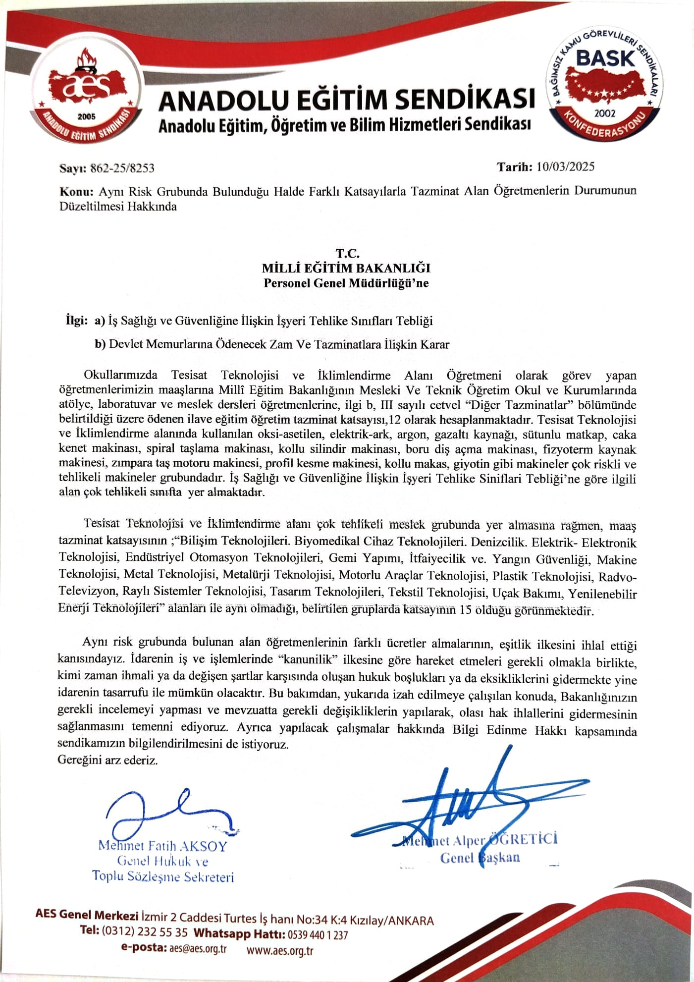 Aynı Risk Gurubunda Olmasına Rağmen Farklı Tazminat Ödenen Meslek Öğretmenlerinin Durumu Düzeltilmelidir