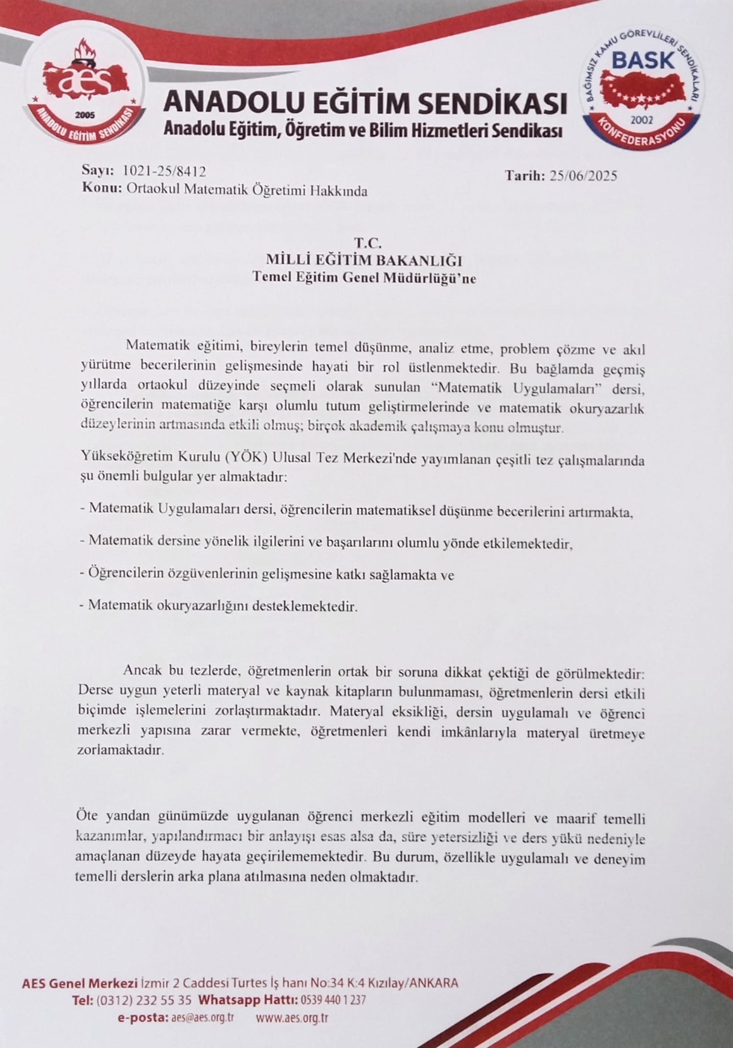 Ortaokul Matematik Öğretimi Hakkında