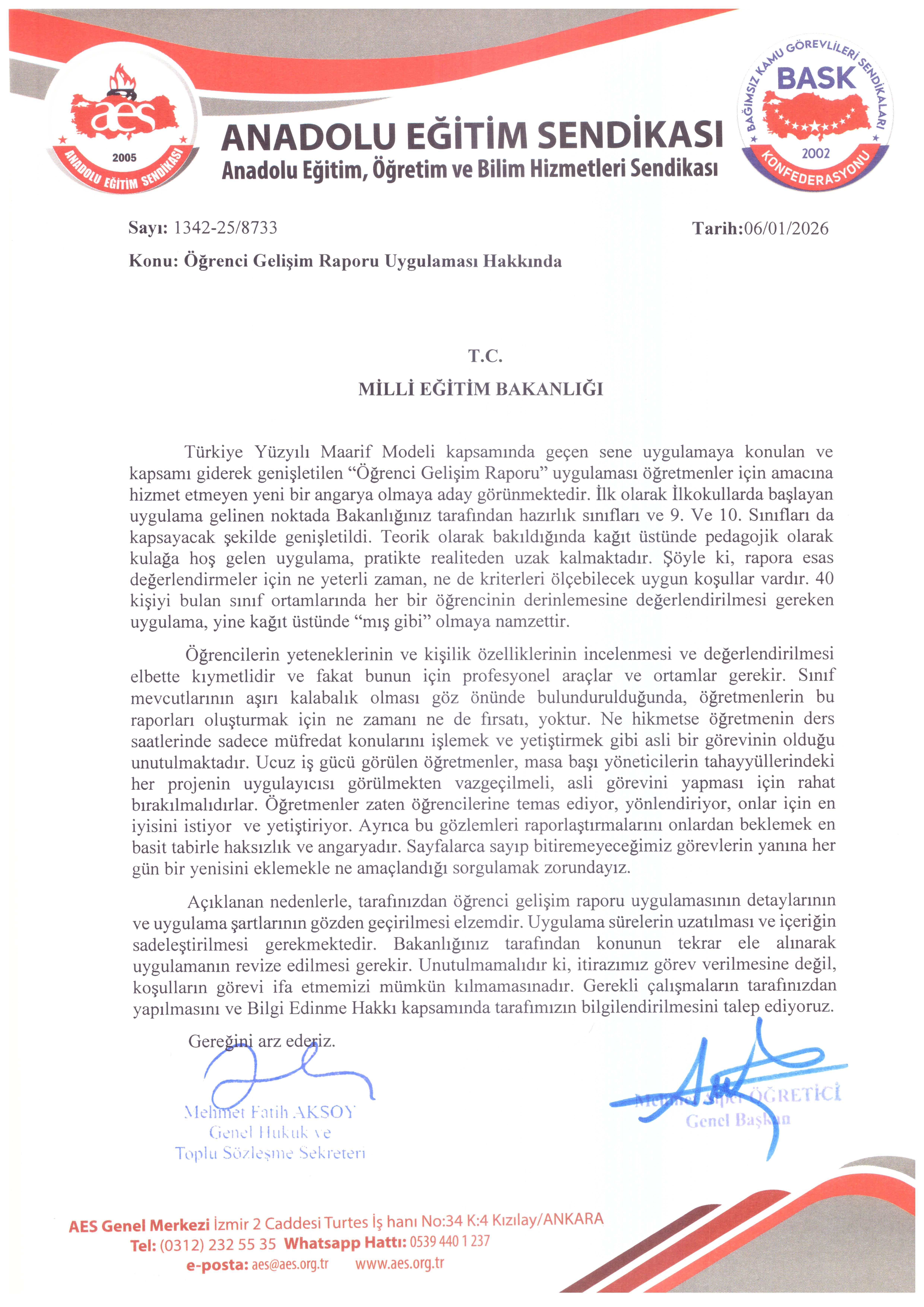 Öğrenci Gelişim Raporu Uygulaması Hakkında