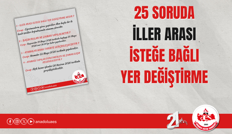 25 Soruda 2026 İller Arası İsteğe Bağlı Yer Değiştirme Duyurusu